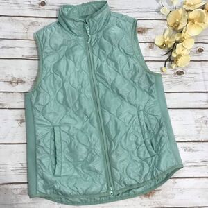J.‎ crew Quilted Mint Green Vest Size medium zipper